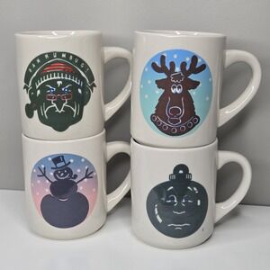 VTG Denny's Christmas Heat Activated Color Changing Coffee Mugs Tea Cup SET OF 4